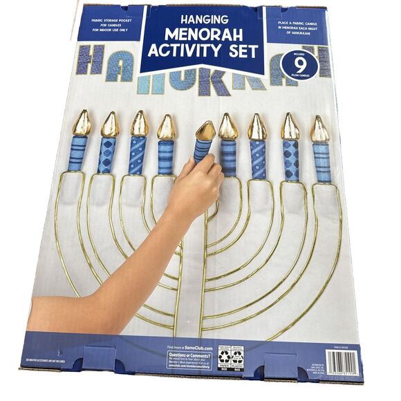 Hanging Fabric Menorah and Candle Set Kids Members Mark Judaism Hanukkah NEW - Picture 2 of 9
